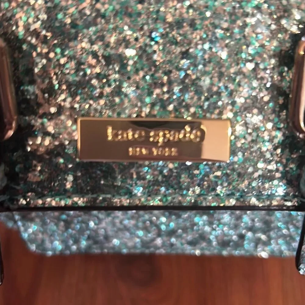 Kate Spade turquoise glitter purse